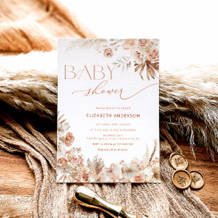 Pampas Grass Boho Bohemian Floral Baby shower Kaart