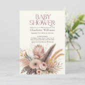 Pampas Grass Boho Bohemian Girl Baby shower Kaart (Staand voorkant)