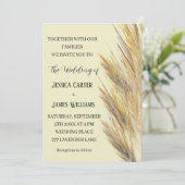Pampas Grass Boho Bohemian Grass Eenvoudige bruilo Kaart (Staand voorkant)