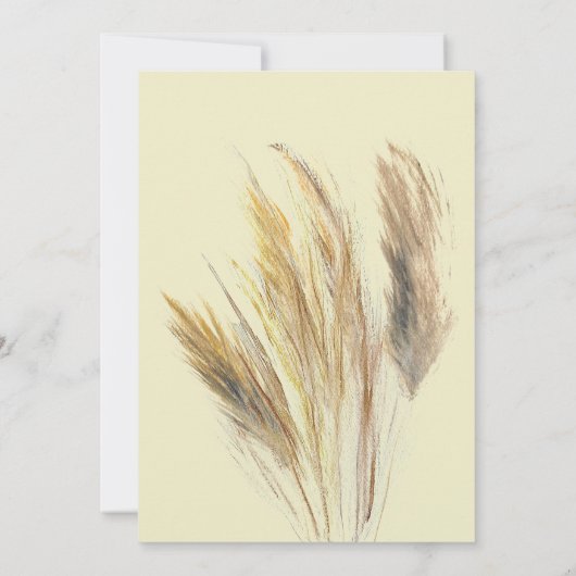 Pampas Grass Boho Bohemian Grass Eenvoudige bruilo Kaart (Achterkant)