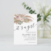 Pampas Grass Boho Bohemian Het is een meisje Baby  Briefkaart (Staand voorkant)