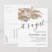 Pampas Grass Boho Bohemian Het is een meisje Baby  Briefkaart (Voorkant / Achterkant)