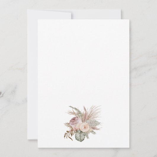 Pampas Grass Boho Bohemian Het is een meisje Baby  Kaart (Achterkant)