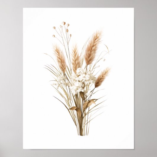 Pampas Grass Boho Botanisch Neutraal Decor Poster (Voorkant)