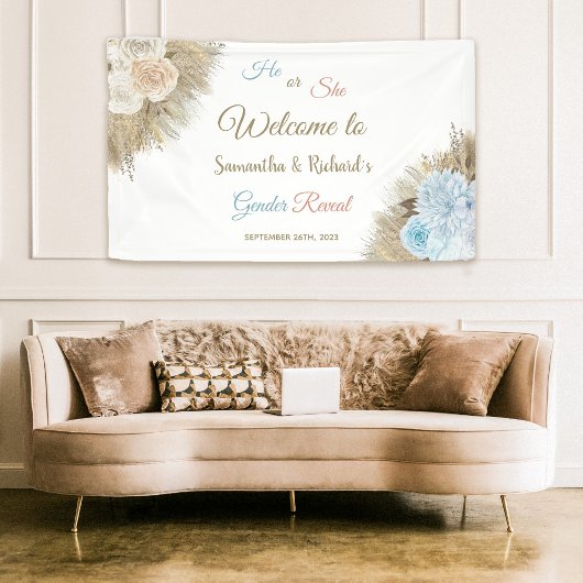 Pampas Grass Boho Botanische Bloemen Welkomstbord Spandoek