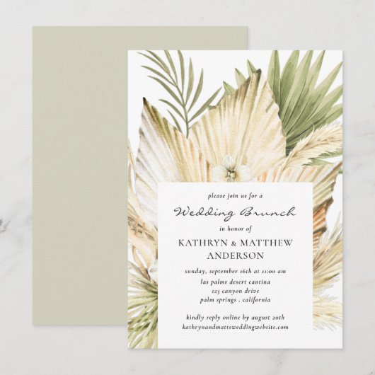 Pampas Grass Boho Bouquet Post Wedding Brunch Kaart (Voorkant / Achterkant)