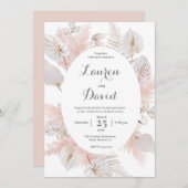 Pampas Grass boho bruiloft Kaart (Voorkant / Achterkant)