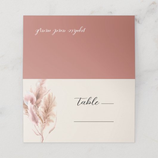 Pampas Grass Boho bruiloft Plaatskaartje (Buitenkant ongevouwen)