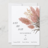 Pampas Grass Boho Bruiloft Save The Date Uitnodigi Kaart (Voorkant)