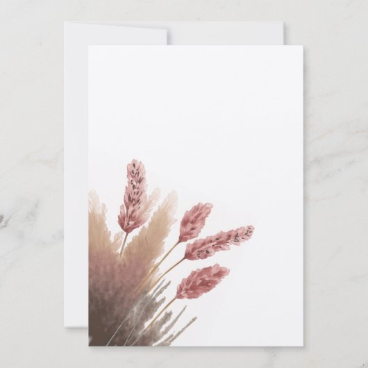 Pampas Grass Boho Bruiloft Save The Date Uitnodigi Kaart (Achterkant)