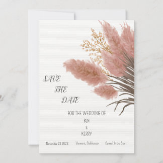 Pampas Grass Boho Bruiloft Save The Date Uitnodigi Kaart