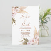 Pampas Grass boho bruiloft Uitnodiging (Staand voorkant)