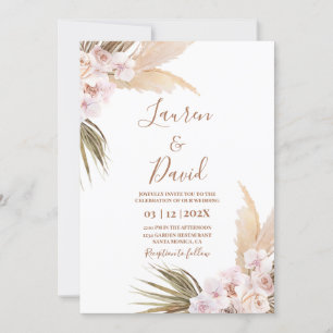 Pampas Grass boho bruiloft Uitnodiging