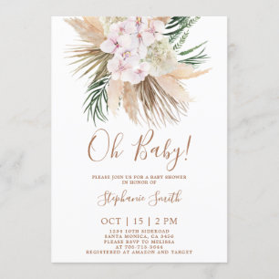 Pampas Grass Boho Chic Baby shower Kaart
