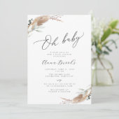 Pampas Grass Boho Chic baby shower Kaart (Staand voorkant)