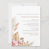 Pampas Grass Boho Chic Floral Afstuderen Kaart (Voorkant)