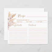 Pampas Grass Boho Chic Recipe Kaart (Voorkant / Achterkant)