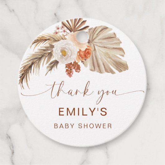 Pampas Grass Boho Dank u Desert Baby shower Bedankjes Labels (Voorkant)