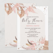 Pampas Grass Boho Desert Baby shower Uitnodiging (Voorkant / Achterkant)