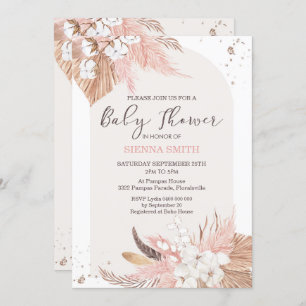 Pampas Grass Boho Desert Baby shower Uitnodiging