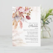 Pampas Grass Boho Dried Flowers Girl Baby shower Kaart (Staand voorkant)