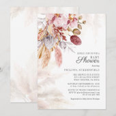 Pampas Grass Boho Dried Flowers Girl Baby shower Kaart (Voorkant / Achterkant)