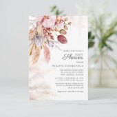 Pampas Grass Boho Dried Flowers Girl Baby shower Kaart (Staand voorkant)