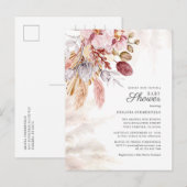 Pampas Grass Boho Dried Flowers Girl Baby shower Uitnodiging Briefkaart (Voorkant / Achterkant)