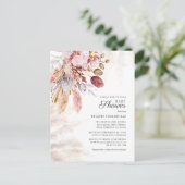 Pampas Grass Boho Dried Flowers Girl Baby shower Uitnodiging Briefkaart (Staand voorkant)