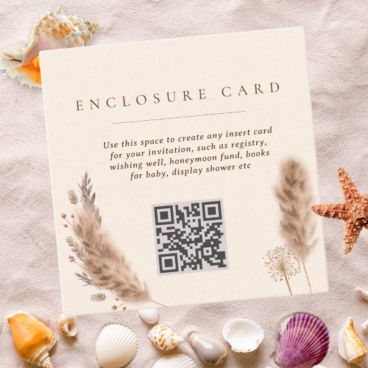 Pampas Grass Boho Elegant Bruiloft Informatiekaartje