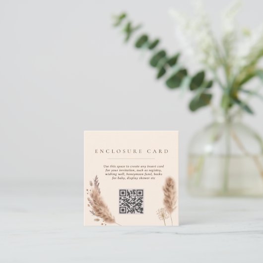 Pampas Grass Boho Elegant Bruiloft Informatiekaartje (Staand voorkant)
