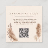 Pampas Grass Boho Elegant Bruiloft Informatiekaartje (Voorkant)