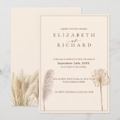 Pampas Grass Boho Elegant Bruiloft Kaart (Voorkant / Achterkant)