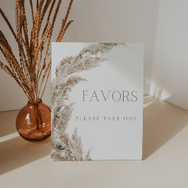 Pampas Grass Boho Favors Sign Reclamebord Met Voetstuk