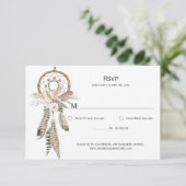 Pampas Grass Boho Feathers Dreamweaver RSVP-kaart RSVP Kaartje (Staand voorkant)