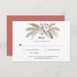 Pampas Grass Boho Feathers Terra Cotta Pink Floral RSVP Kaartje