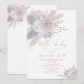 Pampas Grass Boho Floral Baby shower Uitnodiging (Voorkant / Achterkant)