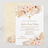 Pampas Grass Boho Floral Baptisme Kaart (Voorkant / Achterkant)