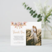 Pampas Grass Boho Floral Foto Bruiloft Dank u Bedankkaart (Staand voorkant)