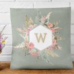 Pampas Grass Boho Floral Monogram Lijst Kussen<br><div class="desc">Dit ontwerp kan op het gebied worden gepersonaliseerd dat door de foto en/of tekst te veranderen wordt verstrekt. Of het kan worden aangepast door te klikken deze Sjabloon personaliseert en dan de klik te kiezen om verdere optie aan te passen en de kleur van de achtergrond te schrappen of te...</div>