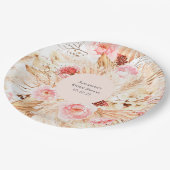 Pampas Grass Boho Floral Patterned Vrijgezellenfee Papieren Bordje (Gekanteld)