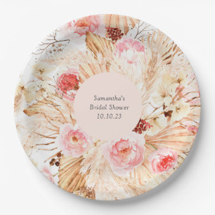 Pampas Grass Boho Floral Patterned Vrijgezellenfee Papieren Bordje