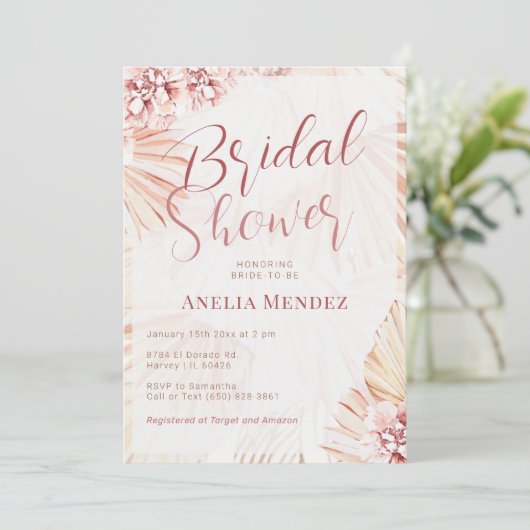 Pampas Grass Boho Floral Vrijgezellenfeest Bohemia Kaart (Staand voorkant)