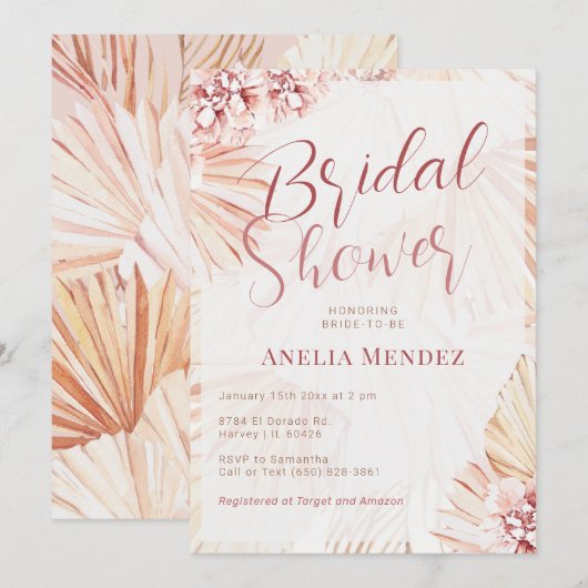 Pampas Grass Boho Floral Vrijgezellenfeest Bohemia Kaart (Voorkant / Achterkant)