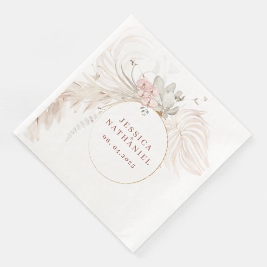 Pampas Grass Boho Floral Wedding Servet (Hoek)