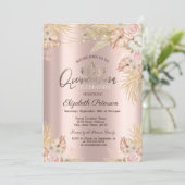 Pampas Grass Boho Flowers Quinceañera Kaart (Staand voorkant)