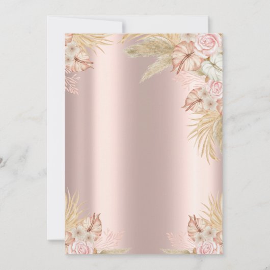 Pampas Grass Boho Flowers Quinceañera Kaart (Achterkant)