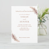 Pampas Grass Boho Foto QR Code Bruiloft Kaart (Staand voorkant)