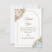 Pampas Grass Boho Gender Reveal Party Bedankkaart (Voorkant)