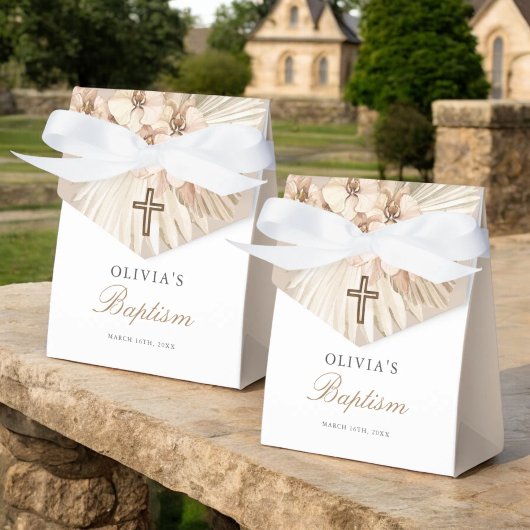 Pampas Grass Boho Girl Baptism Party Favor Box Bedankdoosjes